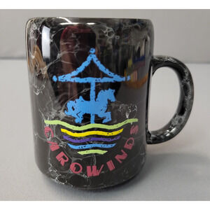 Vintage Carowinds Marble Coffee Mug 10oz Carousel Horse Theme Souvenir Cup